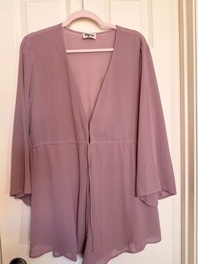 Show Me Your MuMu Mauve Chiffon Tie-Front Romper